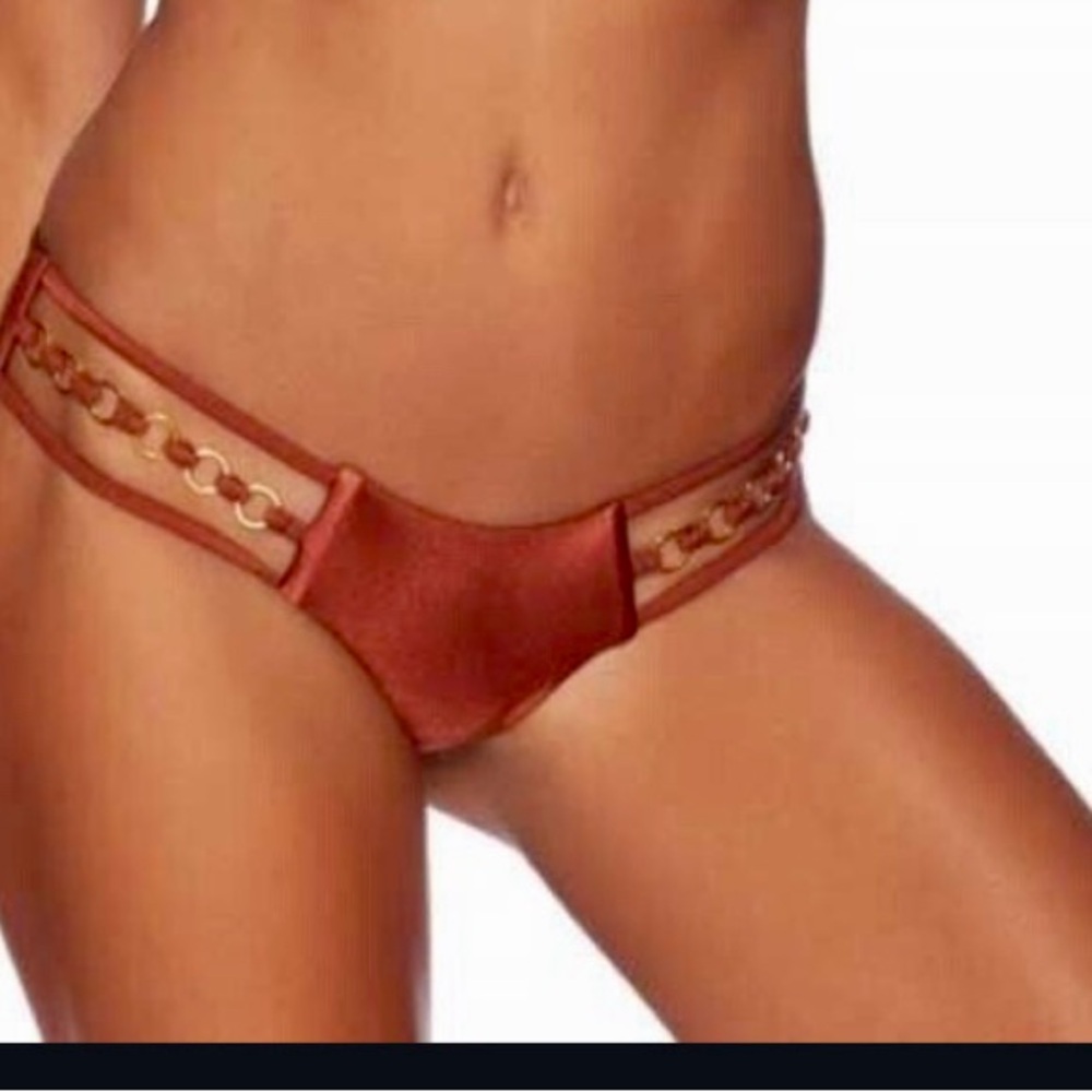 Elegant Chain-Detail Bikini Bottom in Rust